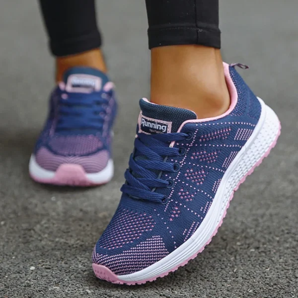 Women's Sneakers 2024 New Fashion Breathable Solid Color Walking Sneakers Women Mesh Fabric Lace Up Shoes Women Female Footwear - Image 4