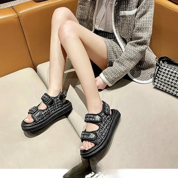 2023 Women Fashion Sandals Summer New Flat  Embroidery  Casual Roman Designer Shoes Platform Sandal - Image 6