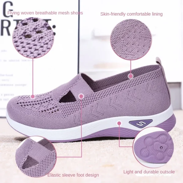 Women's shoes, breathable and comfortable in spring and summer, single shoes for mothers, soft soles, casual blue mesh shoes - Image 5