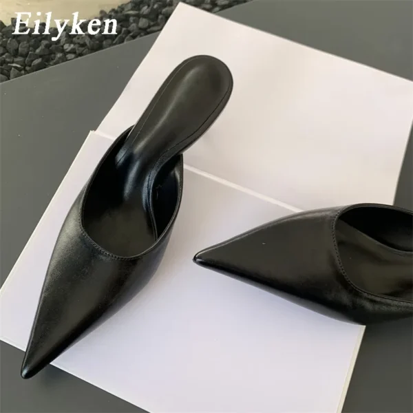 Eilyken 2024 Spring New Brand Women Slipper Pointed Toe Slip On Ladies Mules Thin Low Heel Outdoor Dress Sandal Shoes - Image 7