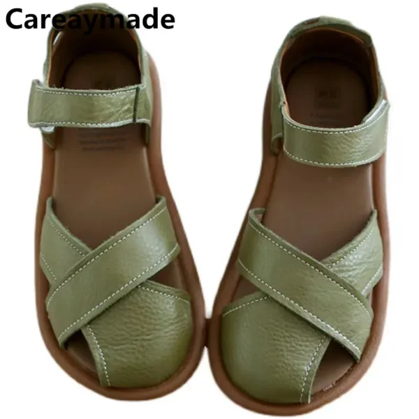 Careaymade-Genuine leather soft surfaces comfortable sandals,original big women's shoes,summer hollowed out women beach shoes