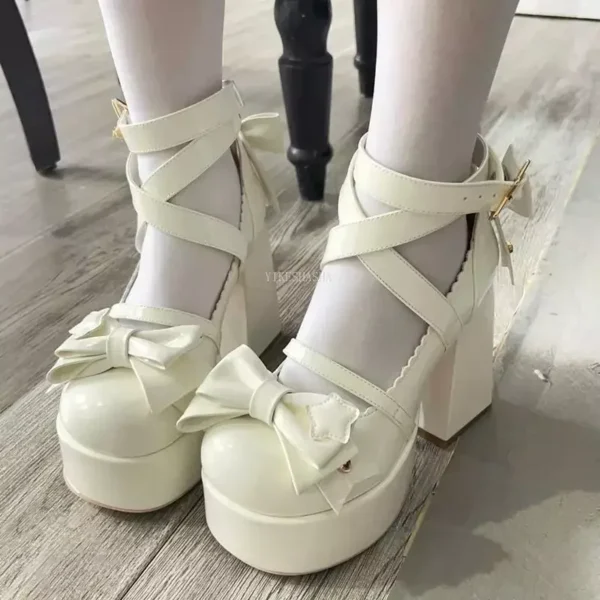 2024 New Sweet Vintage Mary Janes Shoes Women Star Buckle Lolita Kawaii Platform Shoes Female Bow-knot Cute Designer Shoes - Image 4