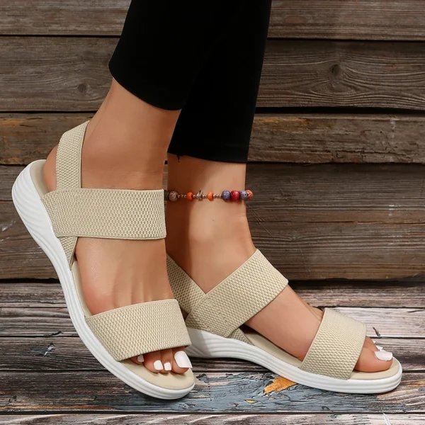 Women's Knit Elastic Cloth Wedge Sandals Slip On Lightweight Walking Sandals Women Plus Size Comfortable Summer Shoes Woman 2023 - Image 2