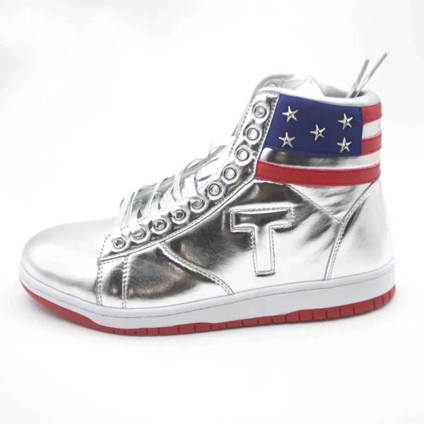 2024 MAGA President Donald Shoes Trump Gold Sneakers Mens Womens Casual Boots Road Shoes Silver High Top Battle Boots