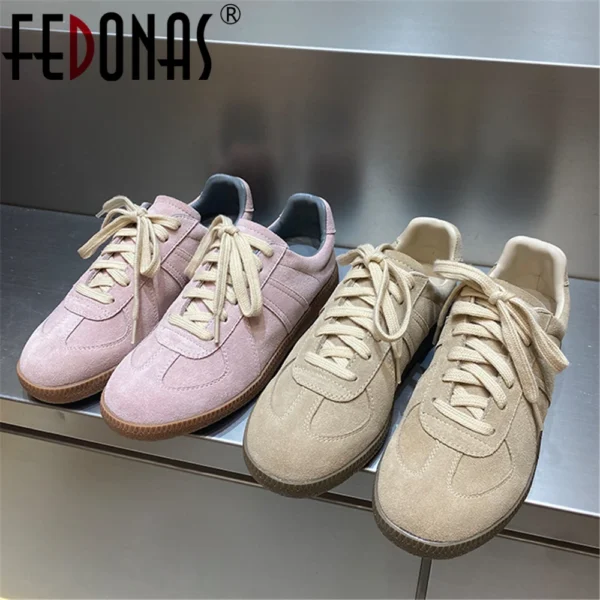 FEDONAS New Genuine Leather Sneakers Cross-tied Comfort Casual Flats Shoes Woman High Quality Sport Shoes Female Sneakers