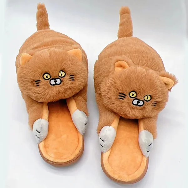 Cuddly Hug Cat Slippers Women Men Winter Home Slides Kawaii Floor Shoes Furry Slippers Girl White Mules Funny Cute Gift Slippers - Image 10