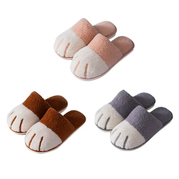 Comwarm Winter Warm Plush Slippers Cute Cat Paw Designer House Women Fur Slippers Floor Mute Bedroom Lovers Indoor Fluffy Shoes - Image 6