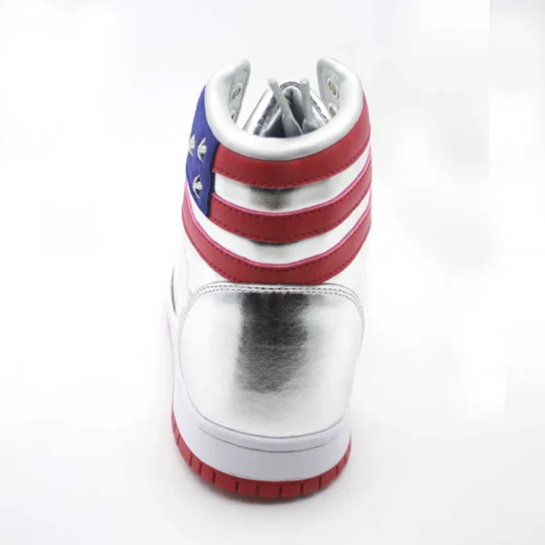 2024 MAGA President Donald Shoes Trump Gold Sneakers Mens Womens Casual Boots Road Shoes Silver High Top Battle Boots - Image 3