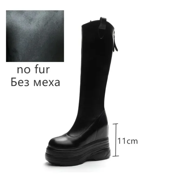 Women's Boots Genuine Leather 2024 New 11cm Heel High Platform Internal Heightened Boots Women's Fashion High Heel Boots Women - Image 8