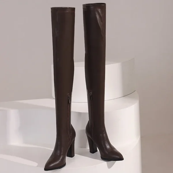 Elastic Thigh High Boots Women Shoes Sexy Autumn Winter Black Heeled Over-the-knee Boots Fetish Party Shoes Ladies Large Size 48 - Image 5