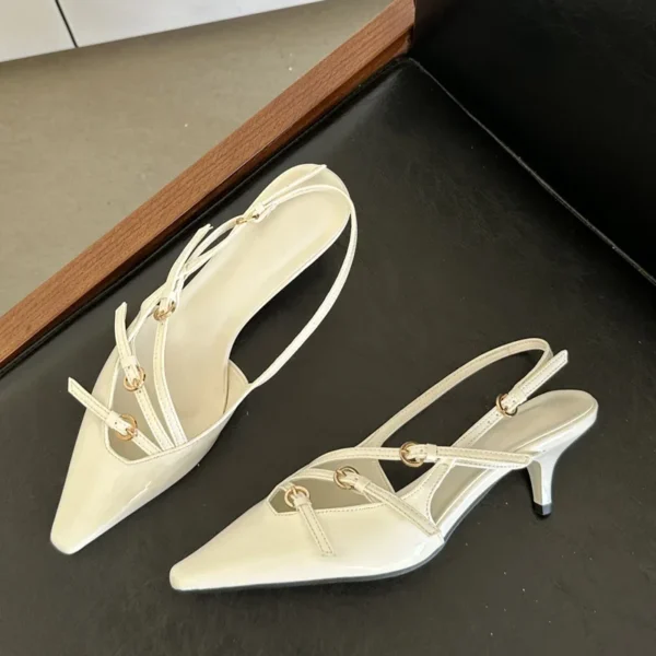 Eilyken Designer Narrow Band Buckle Strap Pumps Women Sexy Pointed Toe Thin Heels Wedding Banquet Dress Mule Ladies Shoes - Image 2