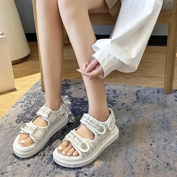 2023 Women Fashion Sandals Summer New Flat  Embroidery  Casual Roman Designer Shoes Platform Sandal - Image 5