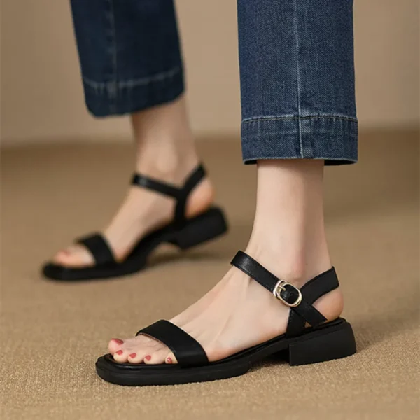 2024 Summer Fashion Sandals Women Low Heels Elegant Open Toe Slingback Shoes for Women Non-slip Soft Sole Sandalias De Mujer - Image 3