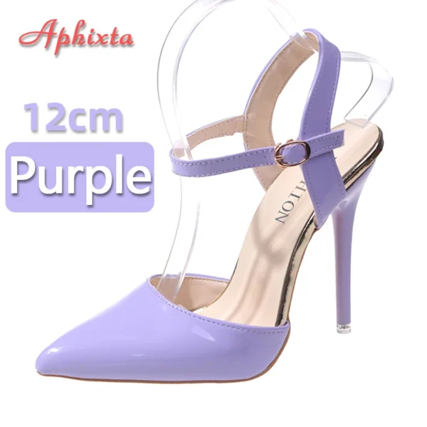 Aphixta Summer 12cm Super High Stiletto Heels Ankle Strap Sandals Women Hollow Pointed Toe Party Heels Shoes Plus Size 48 - Image 9