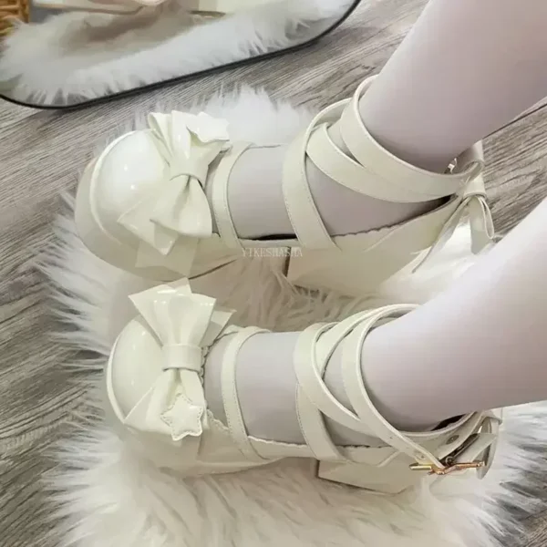 2024 New Sweet Vintage Mary Janes Shoes Women Star Buckle Lolita Kawaii Platform Shoes Female Bow-knot Cute Designer Shoes - Image 5