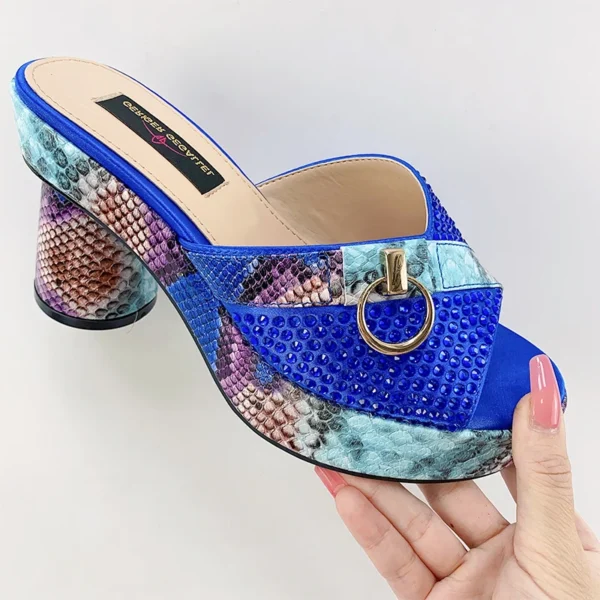 Fashionable Top Italian Designers 2023 Luxury Round Toe  Bright Diamond Snake Print Summer Women's Shoes With High Heels - Image 10