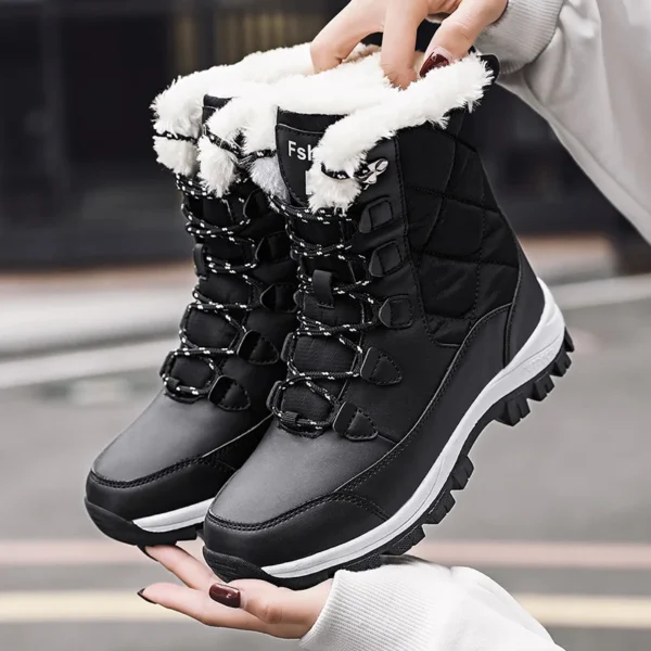 Ankle Boots Women Winter Shoes Keep Warm Non-slip Black Snow Boots Ladies Lace-up Boots Chaussures Femme Booties Woman Flat Boot - Image 2