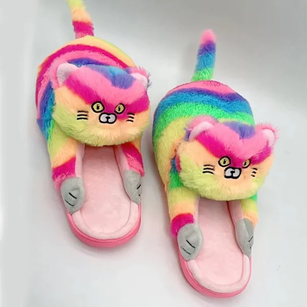 Cuddly Hug Cat Slippers Women Men Winter Home Slides Kawaii Floor Shoes Furry Slippers Girl White Mules Funny Cute Gift Slippers - Image 8