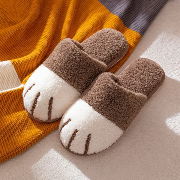 Comwarm Winter Warm Plush Slippers Cute Cat Paw Designer House Women Fur Slippers Floor Mute Bedroom Lovers Indoor Fluffy Shoes - Image 8