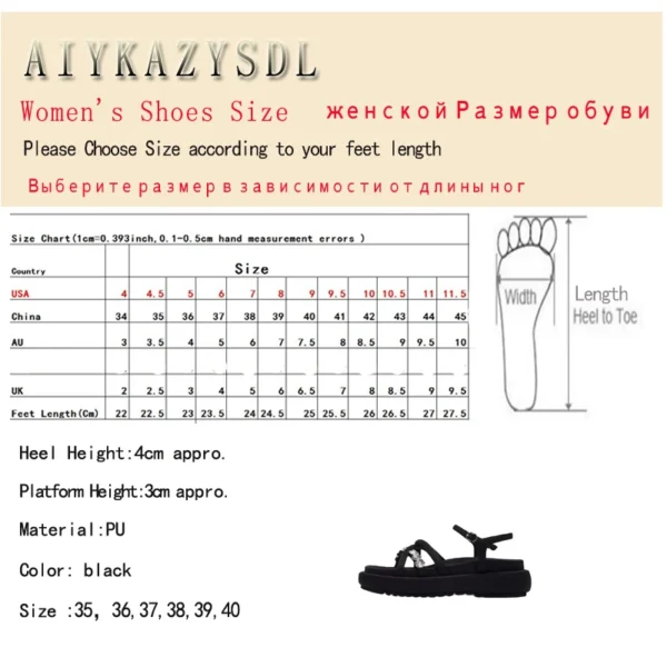 AIYKAZYSDL 2024 Summer Slippers Slides Mules Crystal Sandals Flat Platform Wedge Heels Shoes Girl Gladiator Sandals Streetwear - Image 6