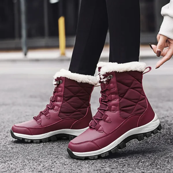 Ankle Boots Women Winter Shoes Keep Warm Non-slip Black Snow Boots Ladies Lace-up Boots Chaussures Femme Booties Woman Flat Boot - Image 3