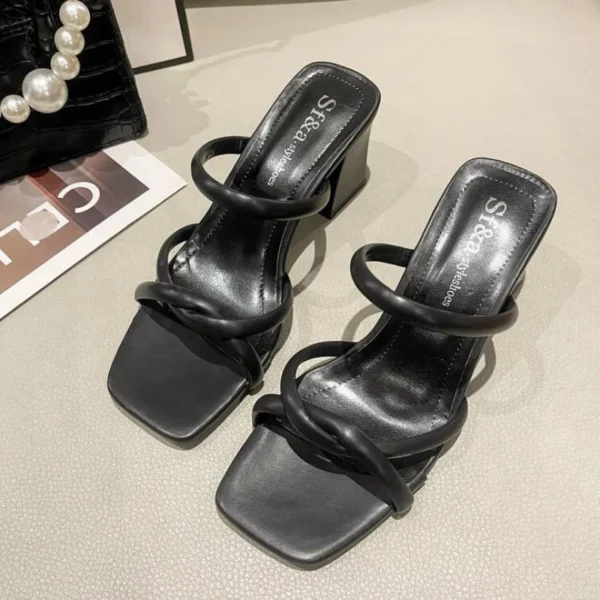 2024 New Designer Summer Pumps Slippers Sandals Shoes Women High Heels Square Toe Sandal Lady Shoes  heels women - Image 5