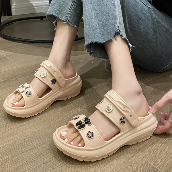 Women's Sandals 2024 New Arrival Fashion Slippers 6cm Thick Sole Comfortable Casual Beach Slides Popular Lovely Clogs For Girls - Image 11