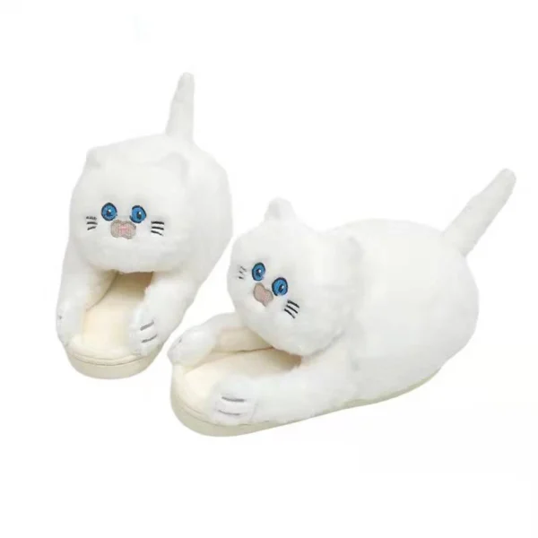 Cuddly Hug Cat Slippers Women Men Winter Home Slides Kawaii Floor Shoes Furry Slippers Girl White Mules Funny Cute Gift Slippers - Image 7