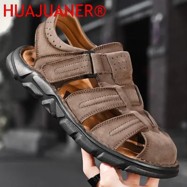 Classic Men Sandals Summer Genuine Leather Sandals For Men Outdoor Casual Luxury Sandal Retro Men Gladiator Shoes Big Size 38-48 - Image 2