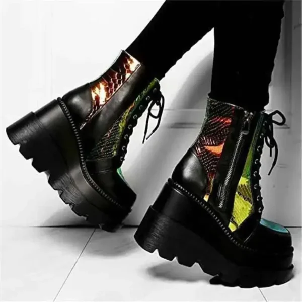 Women's Boots Autumn Winter Non Slip Platform Boots Women Fashion Size 43 Lace Up Wedge Shoes Women High Heels Botas Plataforma - Image 3