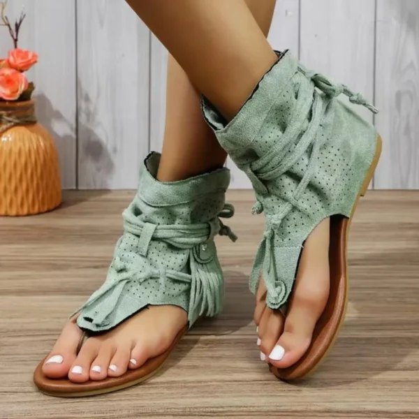 2024 Women Retro Sandals Gladiator Ladies Clip Toe Vintage Boots Casual Tassel Rome Fashion Summer Woman Shoes Female Sandalias - Image 3