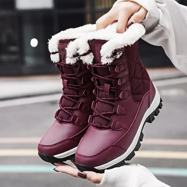 Ankle Boots Women Winter Shoes Keep Warm Non-slip Black Snow Boots Ladies Lace-up Boots Chaussures Femme Booties Woman Flat Boot - Image 7