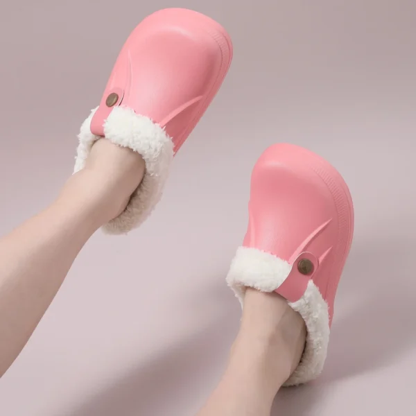 Comwarm Indoor Women Warm Slippers Garden Shoes Soft Waterproof EVA Plush Slippers Female Clogs Couples Home Bedroom Fuzzy Shoes - Image 3