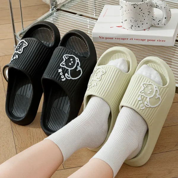 2023 Summer Women Slippers Bath Thick Platform Non-Slip Home Cat Cartoon Flip Flops Beach Sandals Ladies Slides Indoor Outdoor - Image 3