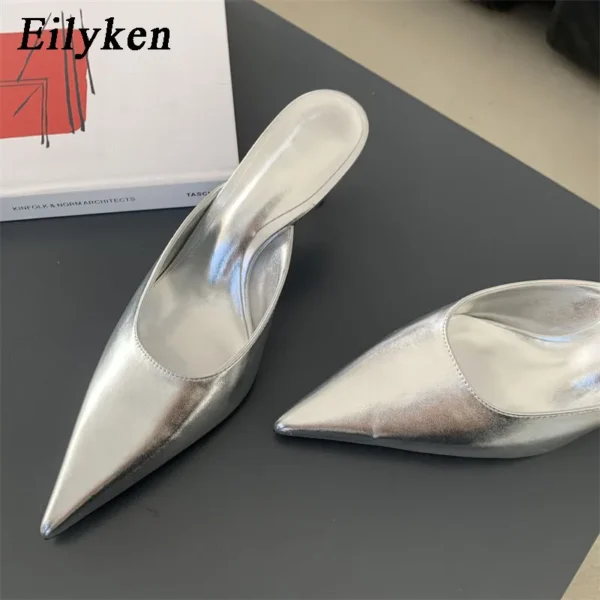 Eilyken 2024 Spring New Brand Women Slipper Pointed Toe Slip On Ladies Mules Thin Low Heel Outdoor Dress Sandal Shoes - Image 4