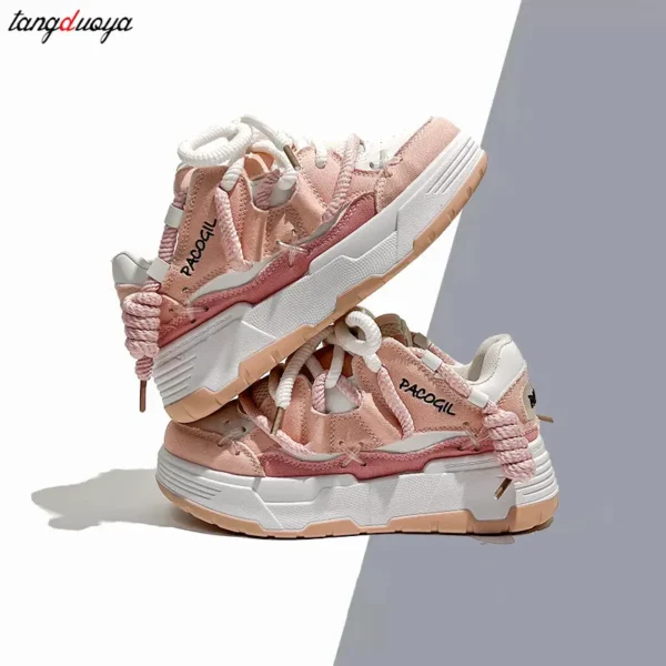 Cute Harajuku Sneakers Women's Running Shoes 2024 New blue Thick Platform Sneakers students Outdoor Casual pink Vulcanized Shoes - Image 4