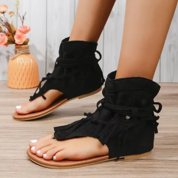 2024 Women Retro Sandals Gladiator Ladies Clip Toe Vintage Boots Casual Tassel Rome Fashion Summer Woman Shoes Female Sandalias - Image 2