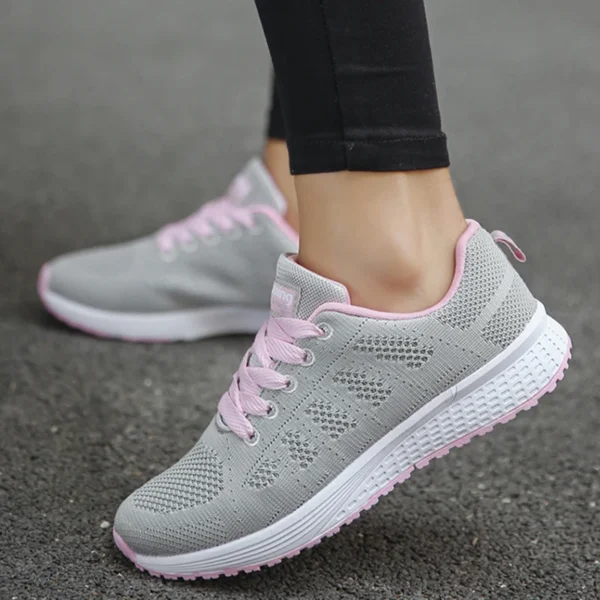 Women's Sneaker 2024 New Fashion Breathable Trainers Comfortable Sneakers Mesh Fabric Lace Up Women's Tennis Shoes For Women - Image 7