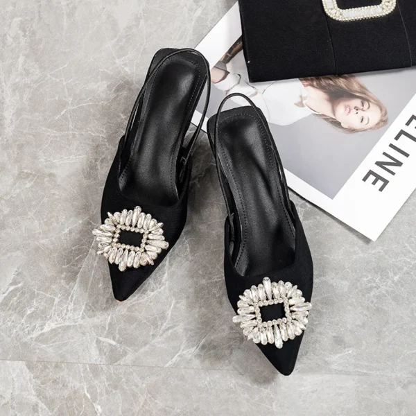 2024 Summer Women Shoes New Fashion Pointed Toe Rhinestone Sandals Stiletto High Heels Slingback Zapatos Transparentes De Mujer - Image 2