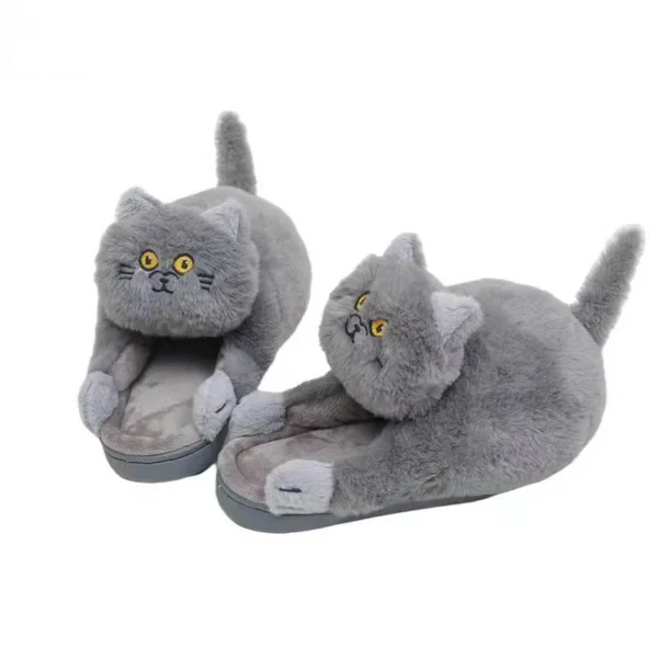 Cuddly Hug Cat Slippers Women Men Winter Home Slides Kawaii Floor Shoes Furry Slippers Girl White Mules Funny Cute Gift Slippers - Image 11