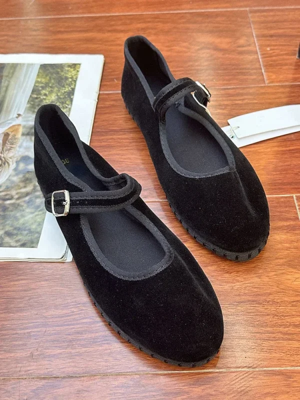 Elegant Mary Janes Flats Shoes Women Black Buckle Strap Shallow Casual Ballet Shoes Ladies Spring Autumn Canvas Loafers 2024 - Image 5