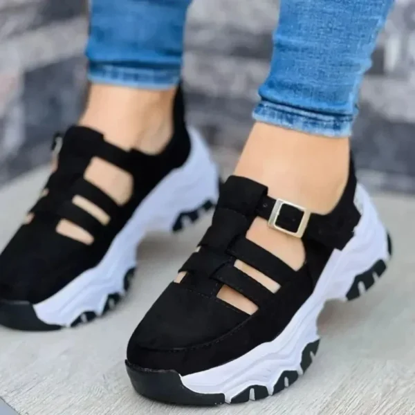 2024 Autumn New Women's Fashion Hollow Designer Thick-soled Wedge Sports Shoes Outdoor Casual Walking Women's Vulcanized Shoes - Image 7