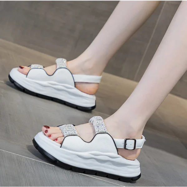 CICIYANG Sports Sandals Women Genuine Leather 2024 New Summer Thick-soled Beach Sandals Ladies Casual Flat Sandal Fashion Shoes - Image 2