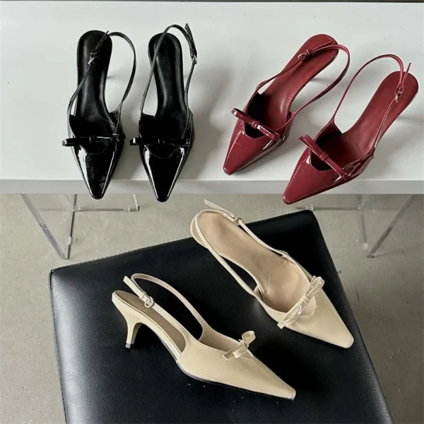 Eilyken Fashion Pointed Toe Pumps Sandals Elegant Woman Slingbacks Buckle Strap Thin Heels Female Wedding Party Mules Shoes - Image 4