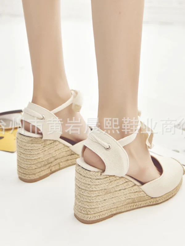 2023 Women's Espadrille Ankle Strap Sandals Comfortable Slippers Ladies Womens Casual Shoes Breathable Flax Hemp Canvas Pumps - Image 4