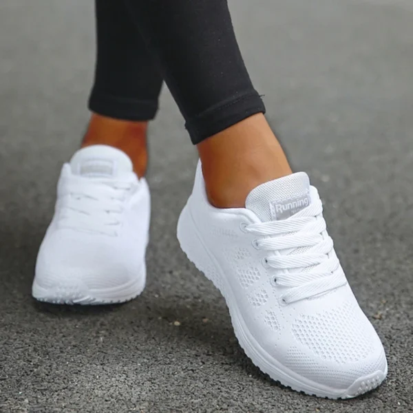 Women's Sneaker 2024 New Fashion Breathable Trainers Comfortable Sneakers Mesh Fabric Lace Up Women's Tennis Shoes For Women - Image 4