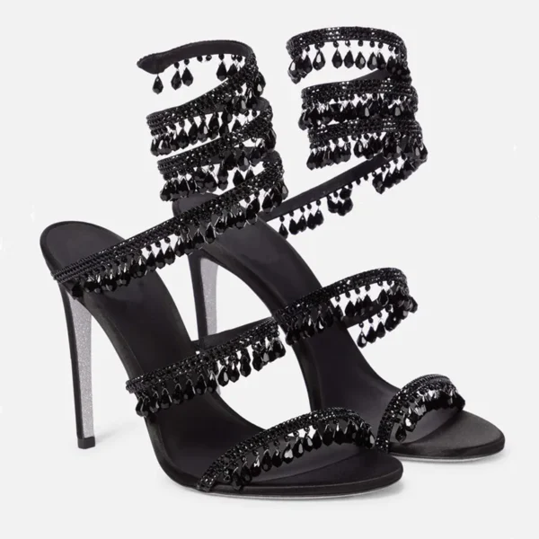 Fashion Crystal Pendant Tassels Women Sandals Sexy Snake Coiled Stiletto High heels Gladiator sandals Summer Wedding Party Shoes - Image 7