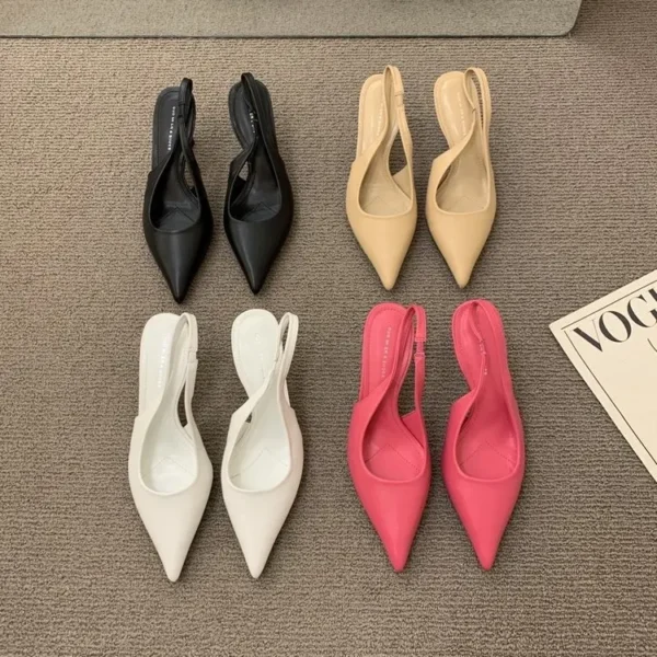 Fashion Women Sandals Party Pumps Thin High Heels Elastic Band Black White Beige Rose Summer Dress Shoes Woman Ladie Pumps - Image 2