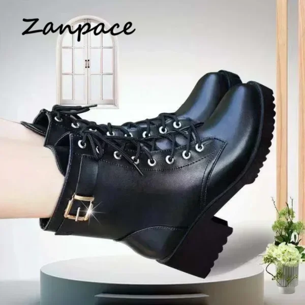 2023 Winter Leather Women Winter Boots Thick Wool Warm Women High-heeled Genuine Boot High-quality Female Snow Boots Women Shoes - Image 6