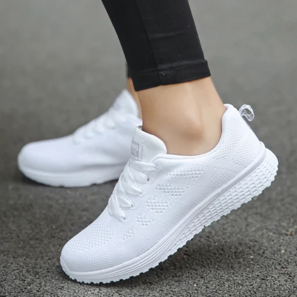 Women's Sneaker 2024 New Fashion Breathable Trainers Comfortable Sneakers Mesh Fabric Lace Up Women's Tennis Shoes For Women - Image 8